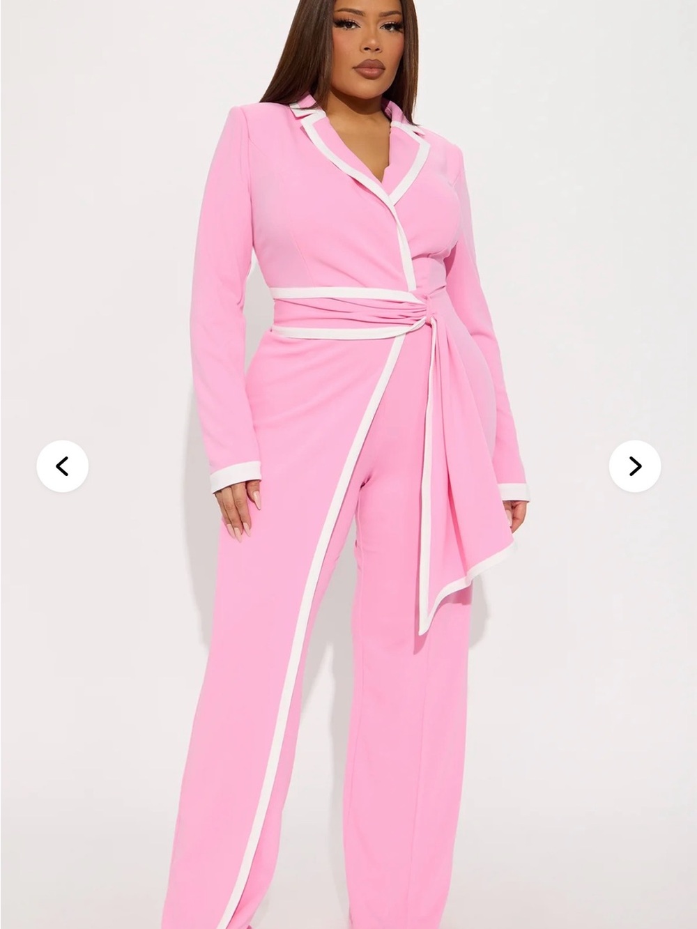 Fashion Nova Pink Jumpsuit with White Trim - Picture 5 of 6